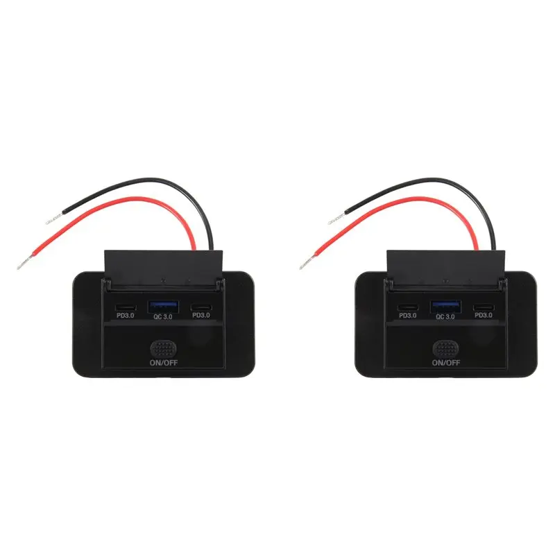 

AA05 4 шт. 3-портовые USB-розетки 12В для автодомов, 90 Вт, с двойной быстрой зарядкой PD3.0 Type-C 72 Вт и USB QC3.0 18 Вт, настенное крепление