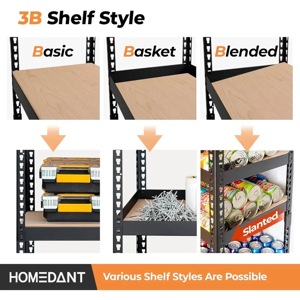 5 الطبقة رفوف التخزين قابل للتعديل مغلفة Boltless المرآب رفوف معدنية وحدة الثقيلة فائدة رف الرف مستودع #4