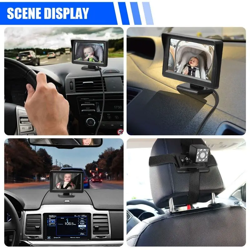 Monitor samochodowy dla dziecka 1080P Kamera monitorująca do lusterka wstecznego dziecka 150 ° Kamera samochodowa z szerokim widokiem i