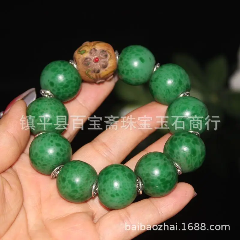 جولة خضراء مع سوار زهرة الخرز القديم سلسلة الخرز المزجج القديم #4