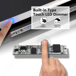 Mini Built-in Type ON/OFF Controller 6A 1Channel DC 12V 24V Aluminum Plate Lamp 10-100% Dimmer LED Light Bar Touch Sensor Switch