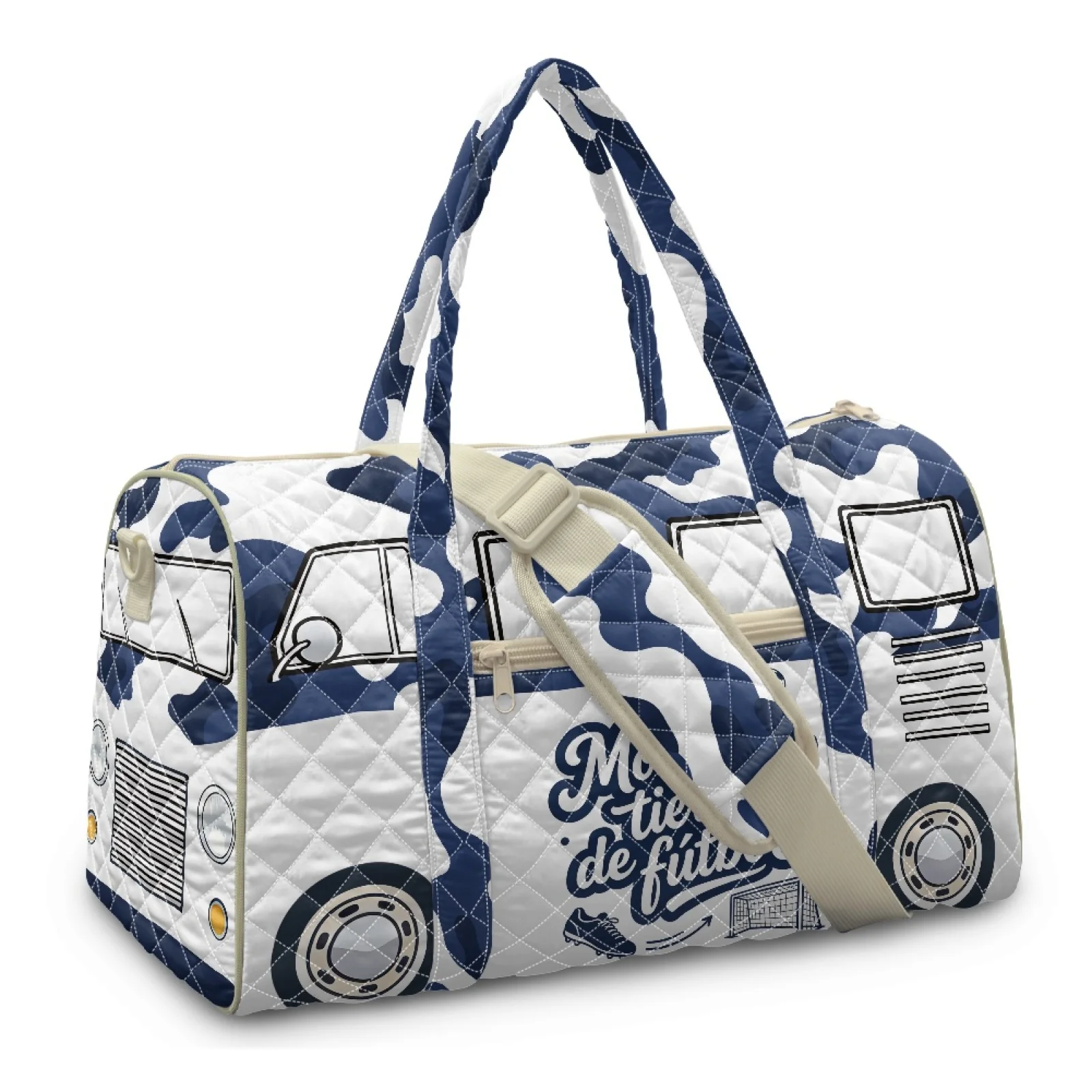 Coloranimal New Trend Carry on Tote with Soccer Bus Print, Quilted Travel Duffel for Women, Large Capacity for Vacation