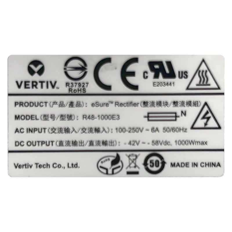 Emerson/Vertiv R48-1000e3 48V/1000W rectifier module 48V power setting telecom power module