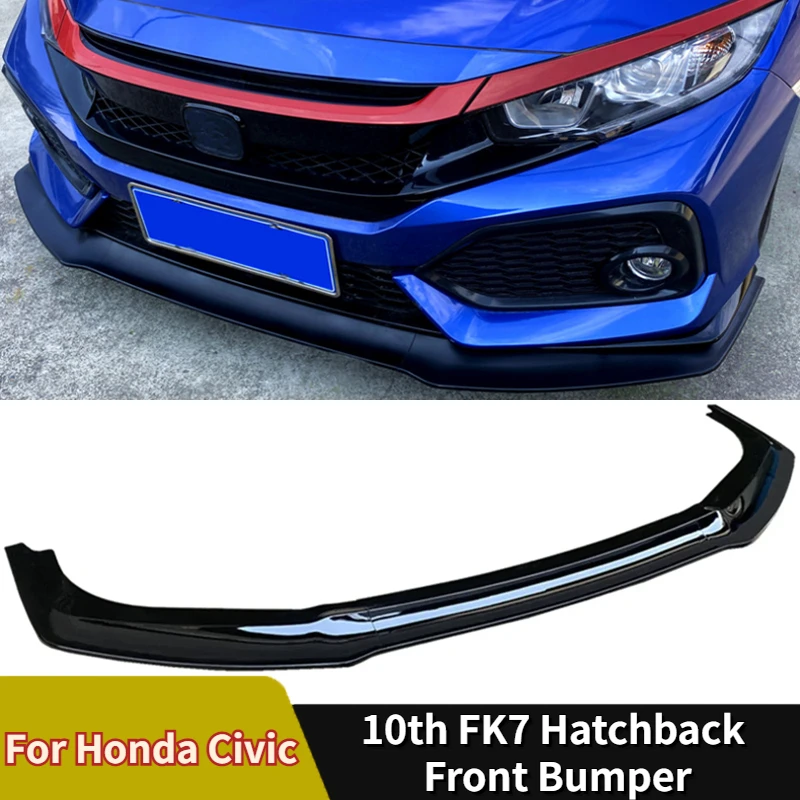 For Honda Civic 10th FK7 Hatchback SI Car Front Bumper 3PCS GR STYLE Lip Spoiler for 2016-2021 2&4 Door Carbon Fiber Style