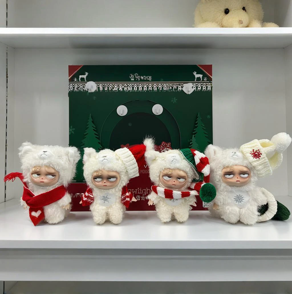 عيد الميلاد الحد بلا أكمام Grumpipi Snowlight Tale سلسلة صندوق أعمى الفينيل أنيمي الشكل الدمى صندوق غامض قلادة الأبيض Grumpipi