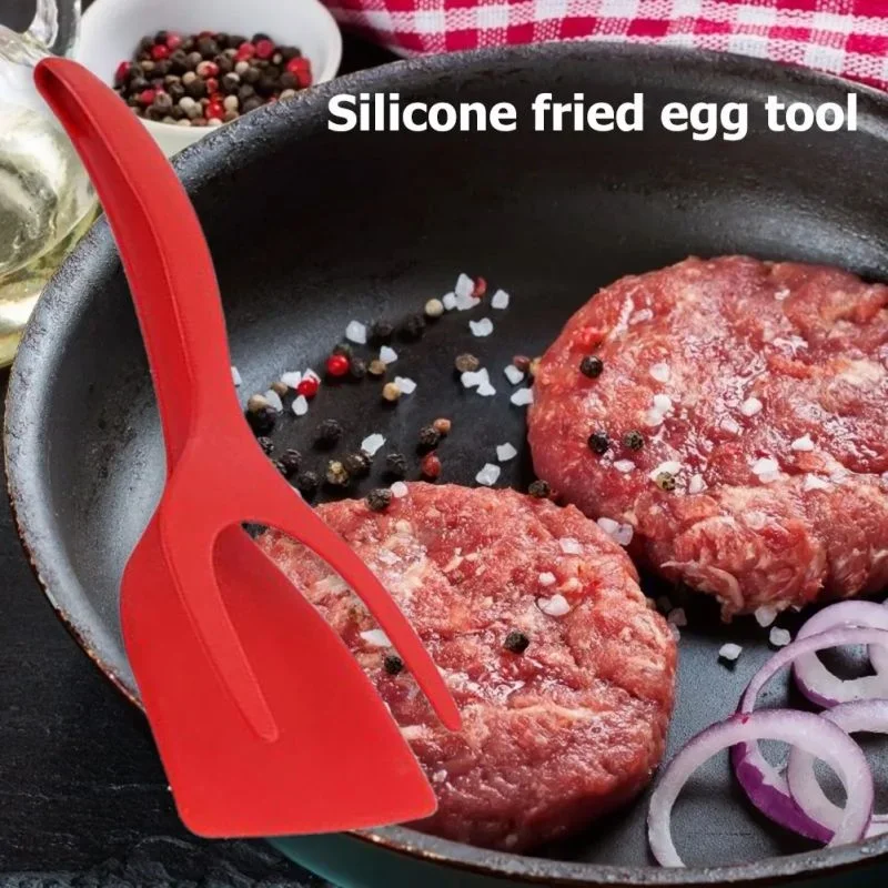 2 In 1 Nylon Grip Flip Tongs Egg Spatula Tongs Steak Spatula Tongs Clamp Pancake Fried Turners Nylon steak clip