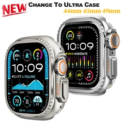 Metal Bumper Case For Apple Watch 45mm 44mm Protector Frame Cover For iWatch Series 9 8 7 6 5 4 SE Change To Ultra 3 2 49mm