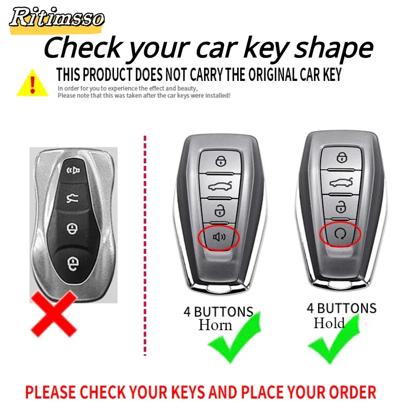 Metal Car Remote Key Cover Case Shell Fob For Geely Atlas Boyue NL3 Coolray 2024 X6 X7 EX7 Emgrand Kulrey GT GC9 Keychain Holder