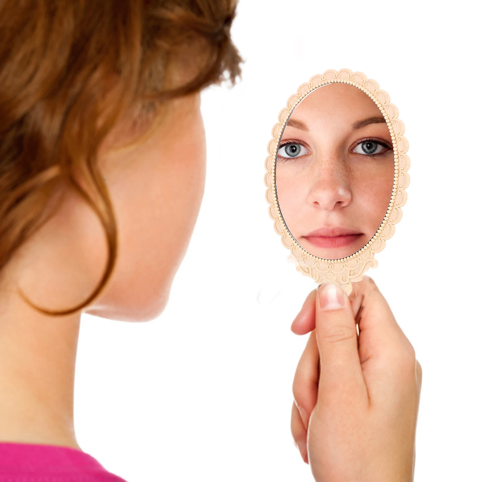 قطعتان من مرآة المكياج المدمجة المحمولة باليد وخفيفة الوزن ومرايا يدوية للسفر مثالية للفتيات والسيدات #5