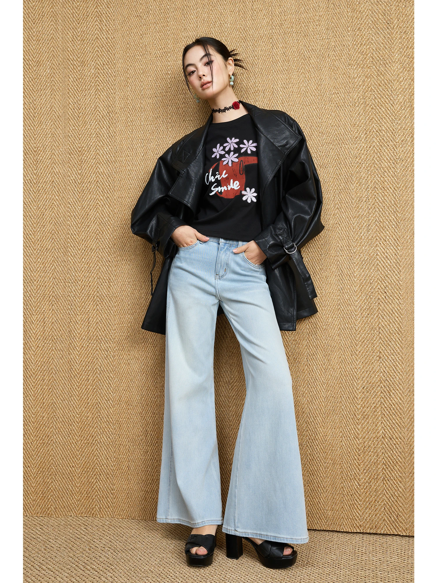 

MIUCO Classic Versatile Light Blue Denim Straight Leg Pants Fashion Version Retro Wide Leg Long Trousers 2026 High Waist