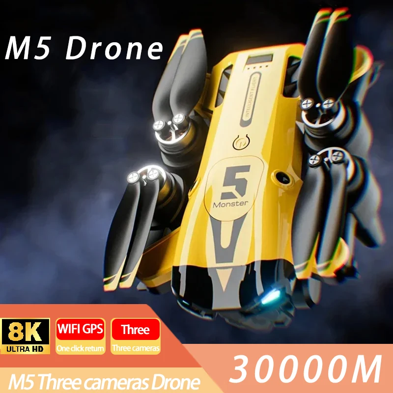 

New M5 Three Camera Drone High Definition Aerial Photography Remote Control Aircraft Optical Flow Positioning Four Axis Aircraft