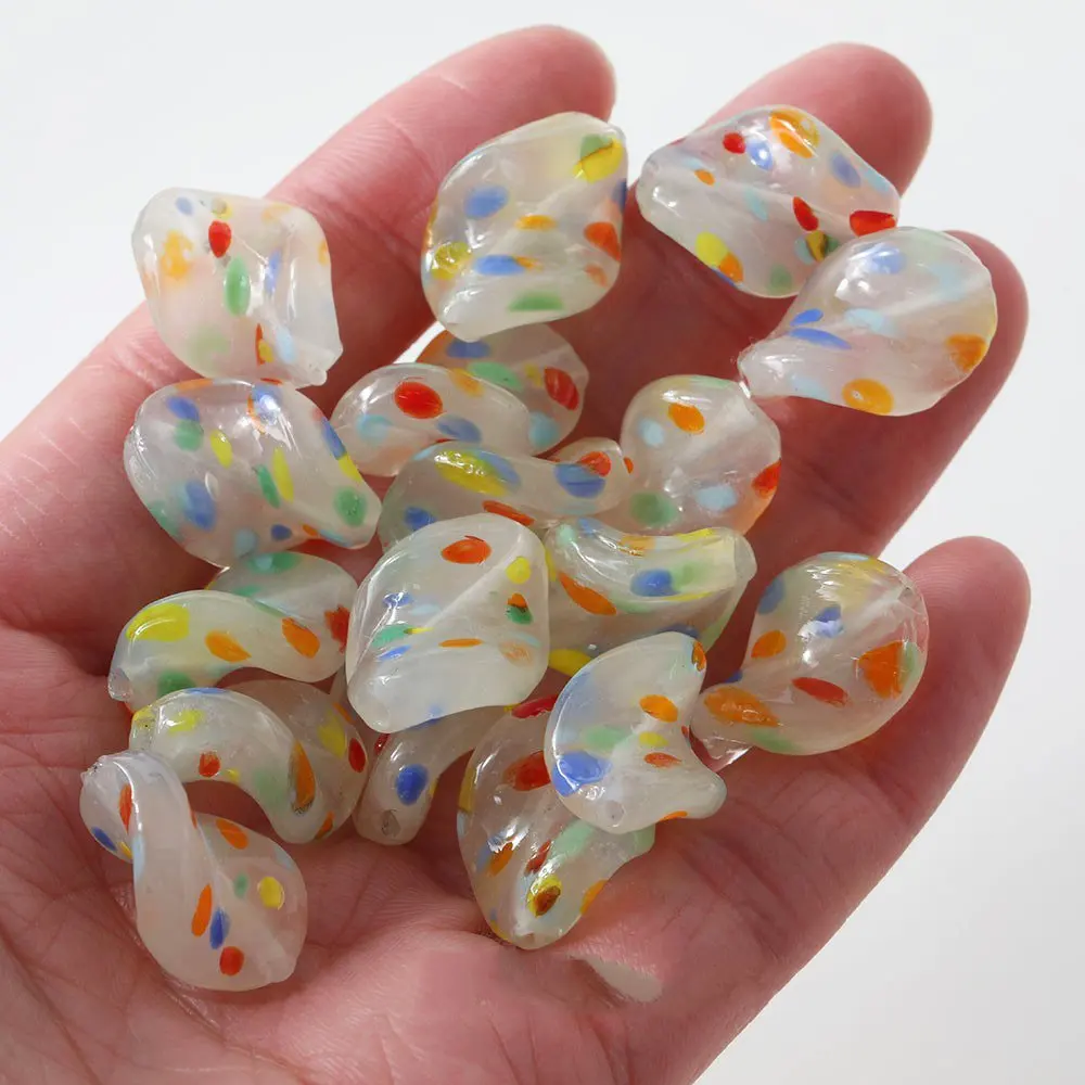 6PCS 20*15mm Irregular Glass Beads for Jewelry Making Necklace Supplies Findings DIY Handmade Bracelet Beaded Accessories
