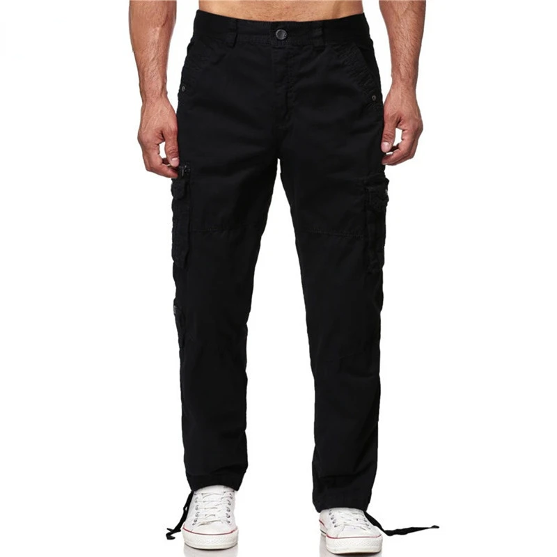 

Men's Cargo Pants New Solid Color Multiple Pockets new Mid Waist Man Long Trousers 2022 Spring Autumn