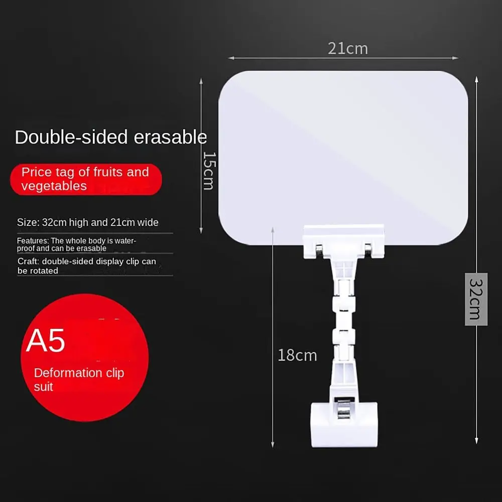 

A4 A5 A6 Ценник для классной доски Стираемый рекламный дисплей Етикетка для пищевых продуктов с зажимом Водонепроницаемый держатель ценника