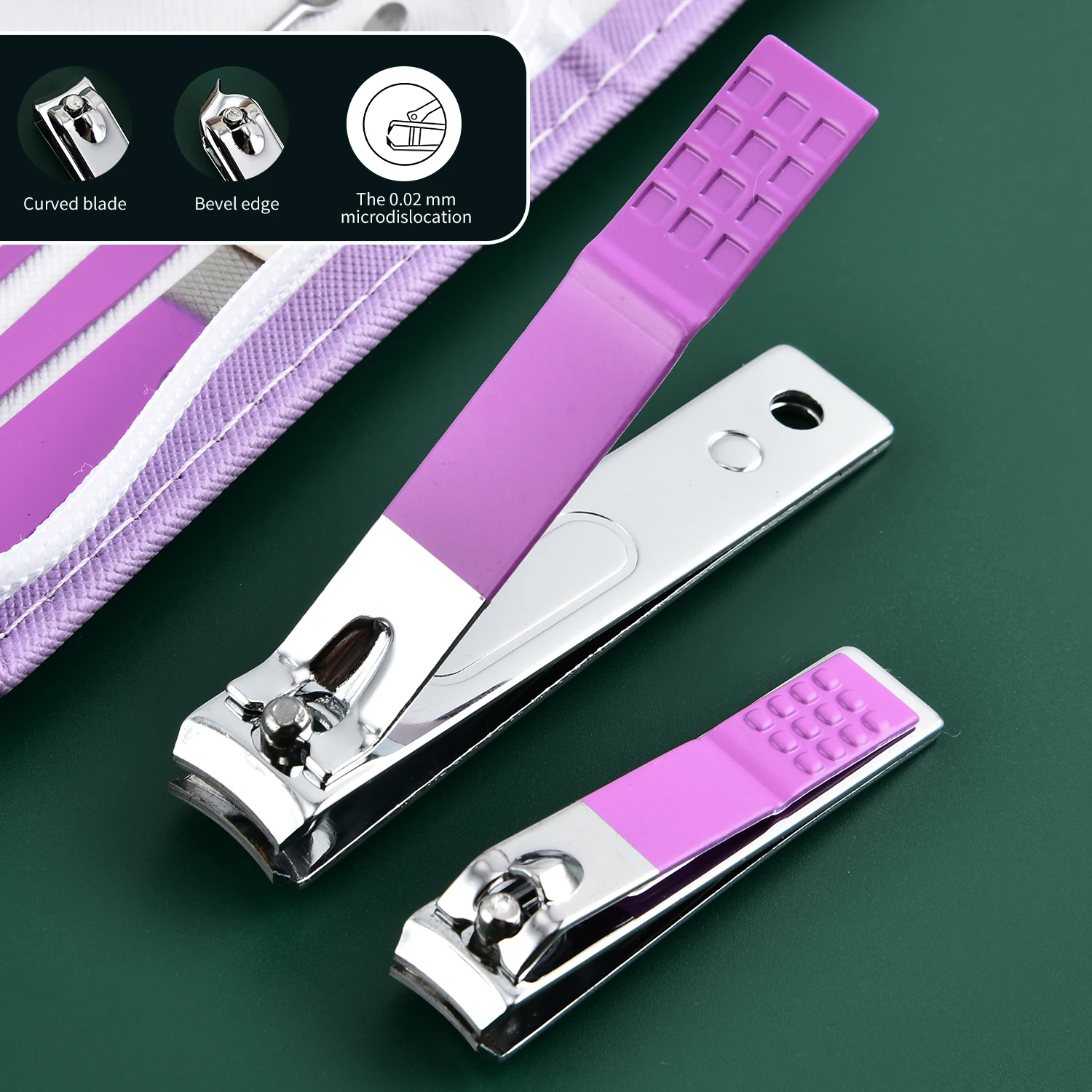 30 pezzi Set Manicure viola kit da viaggio professionale Kit Manicure solido in acciaio inossidabile Kit per la cura delle unghie con custodia rosa san valentino