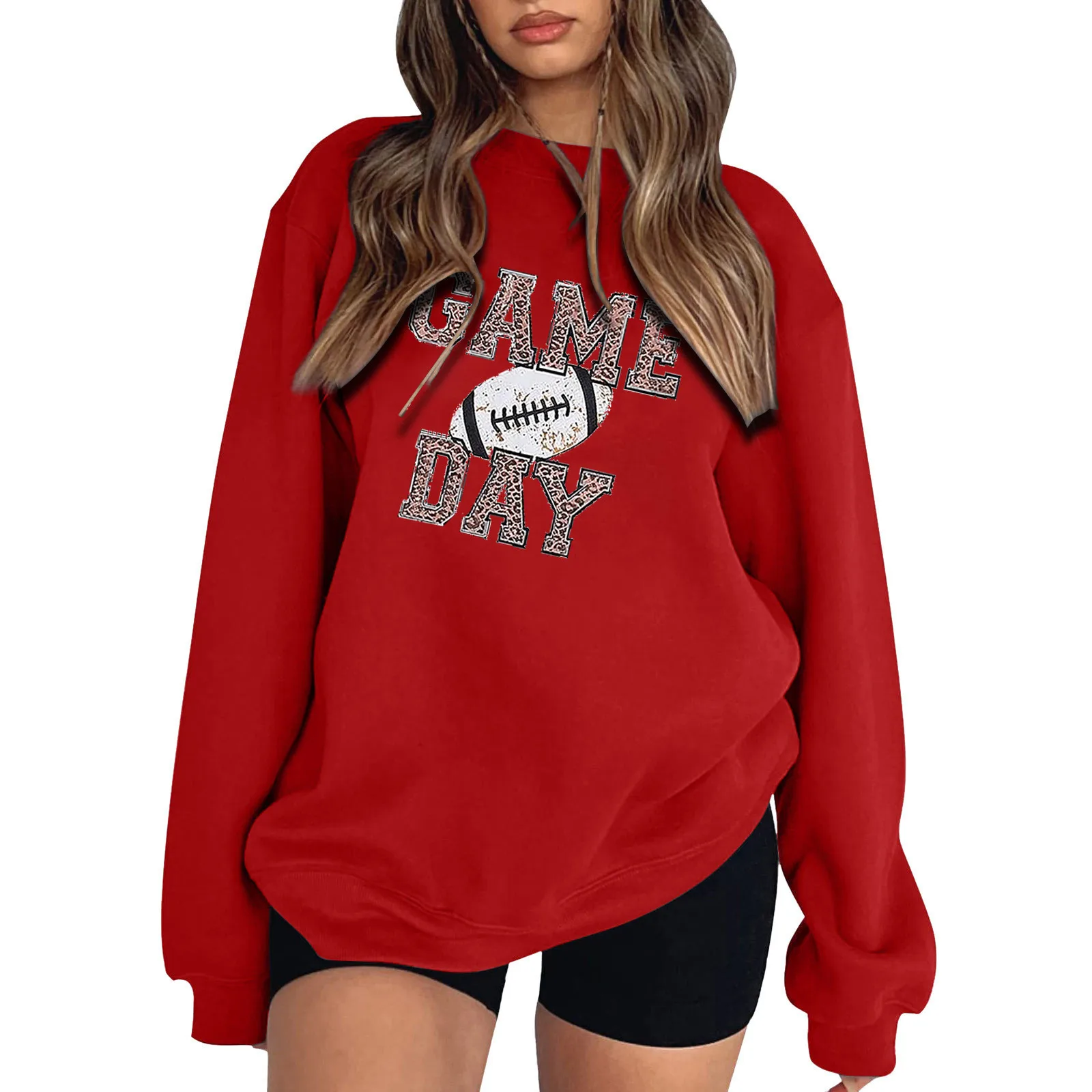 Women Crew Neck Sweatshirt Ladies Letter Graphic Print Oversized Sweatshirt Crewneck Casual Loose Jumper Pullover Tops