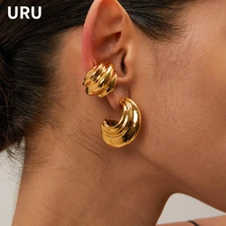 Modern Jewelry European and American Design Metal Geometric Clip Earrings For Women Girl Gift Hiphop Ear Accessories