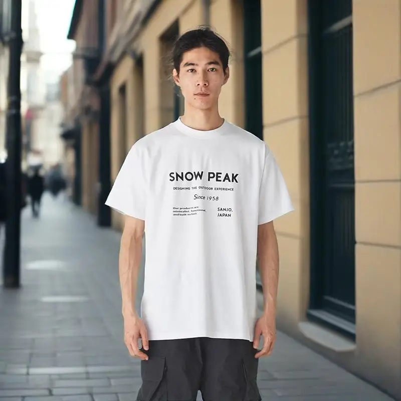 

2025 Snow P Outdoor T-shirt Men's Cotton Short-sleeved Casual and Comfortable Japanese Korean Trend Brand Men's Top