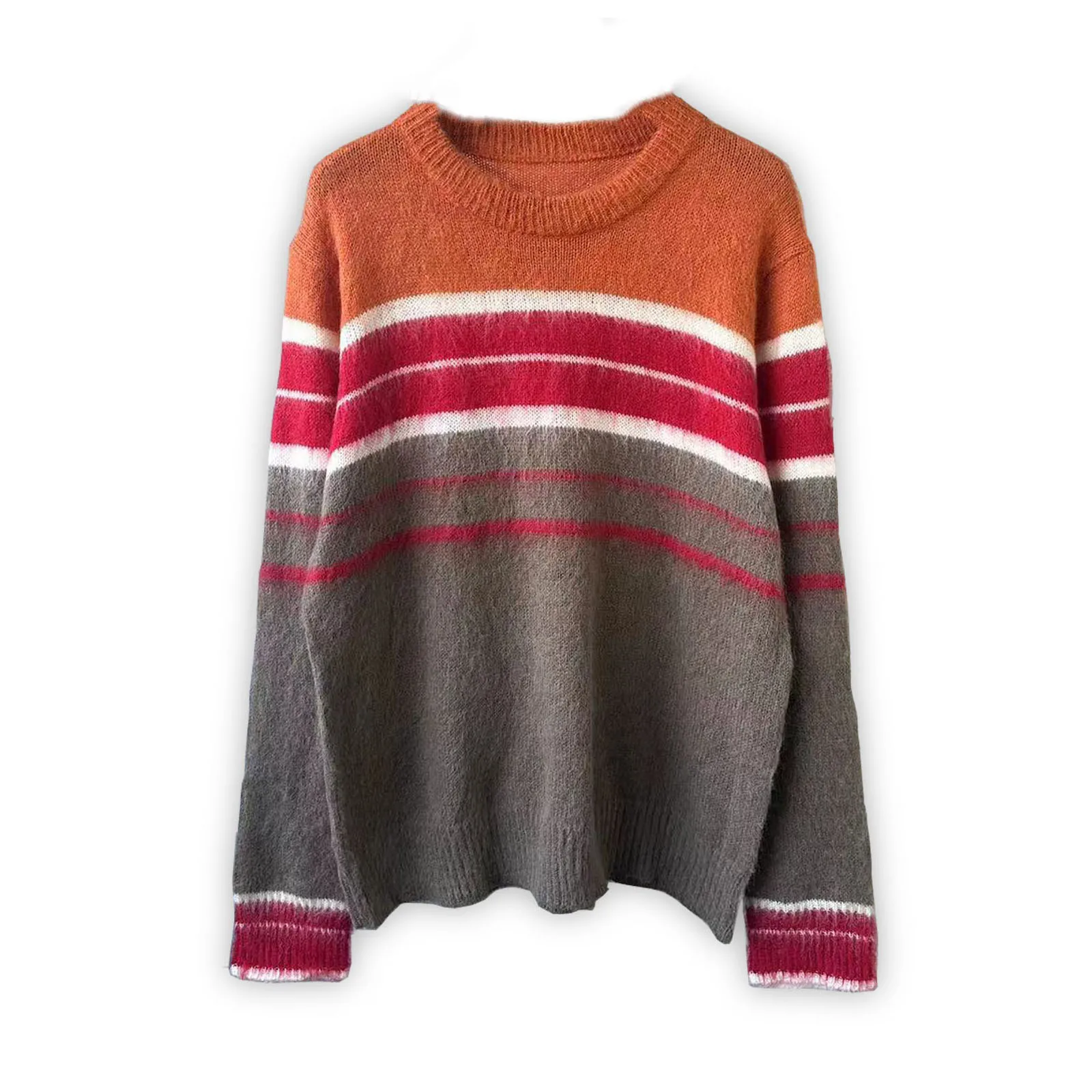 Korean Fashion Striped Colorful Sweaters Spring and Autumn Mens Knitted Sweater Oversize Colorblock Knitwears Y2k Womens Clothes