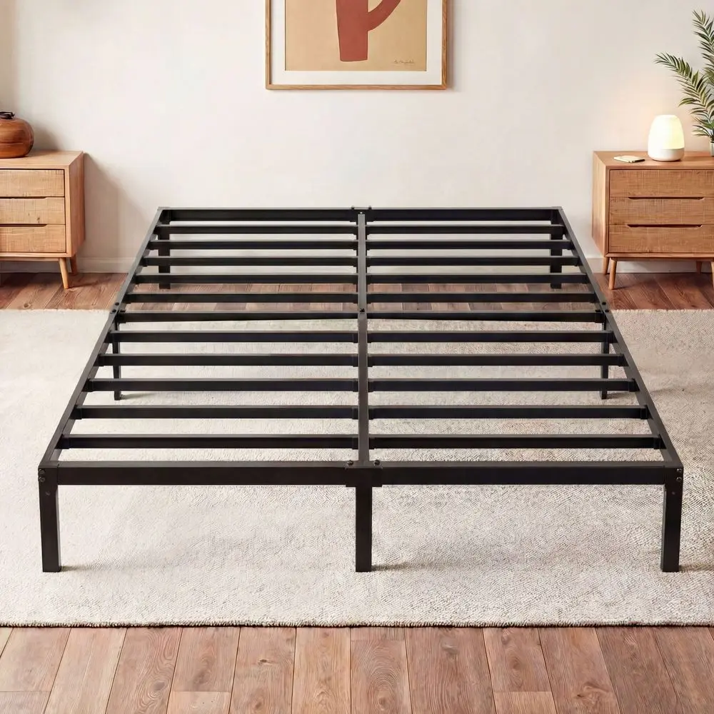

Металлическая кровать CERLIN Twin Full Queen King Size, черная, 12 дюймов, с усиленной стальной решеткой и местом для хранения под кроватью