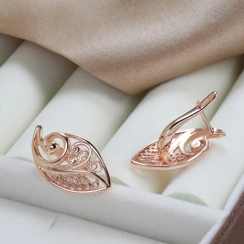 Wbmqda Trend 585 Rose Gold Color Glossy Dangle Earring For Women High Quality Daily Matching Fine Jewelry Accessories