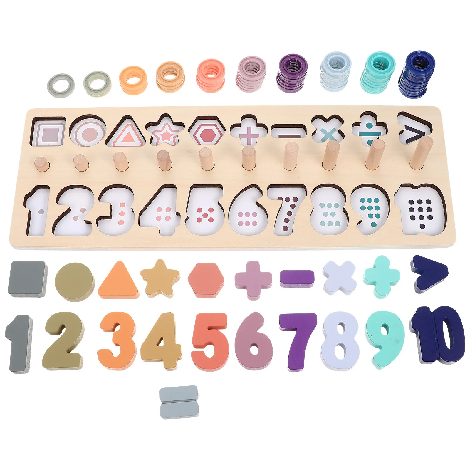 

1Set Early Education Puzzle Wooden Learning Board for Numbers Shapes Math Color Recognition Intelligence Development Playing Fun
