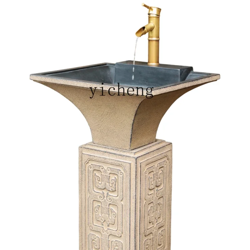 ZK Courtyard Garden Outdoor Decoration Vertical Column Type Floor Integrated Wash Basin Wash Basin