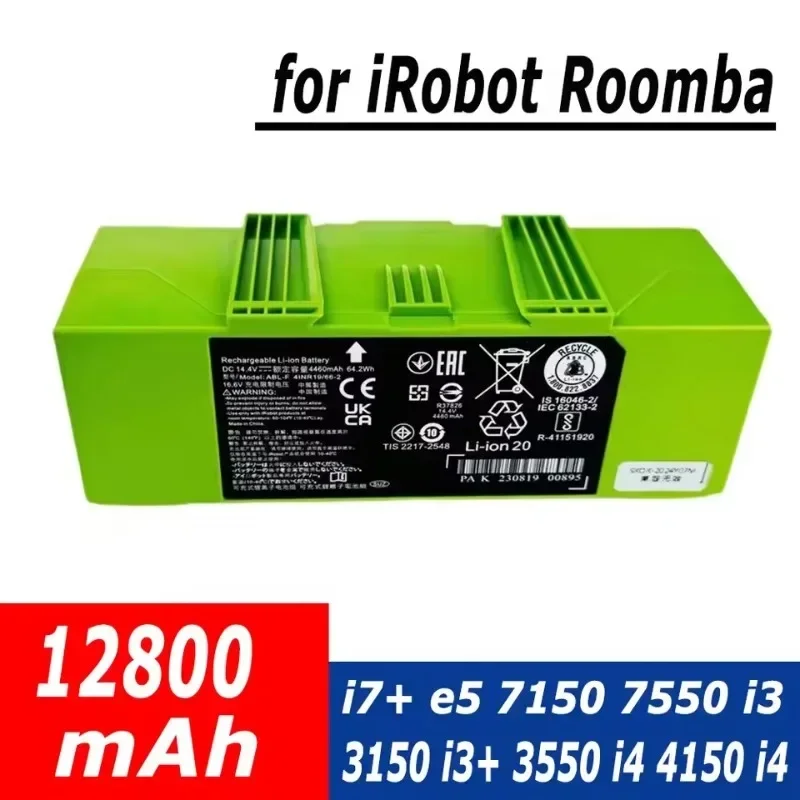 

14.4V 12800mAh i7 Battery Replacement for iRobot Roomba e and i Series i7+ e5 7150 7550 i3 3150 i3+ 3550 i4 4150 i4 Accessories