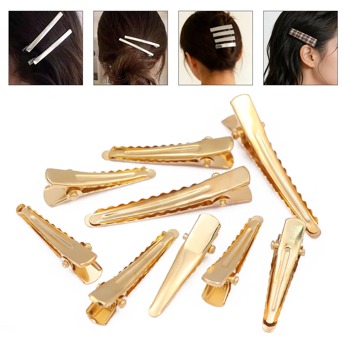 

10pcs 30-60mm Hair Clip For Jewelry Making Single Prong Alligator Hairpin With Teeth Blank Setting Base For DIY Hair Clips