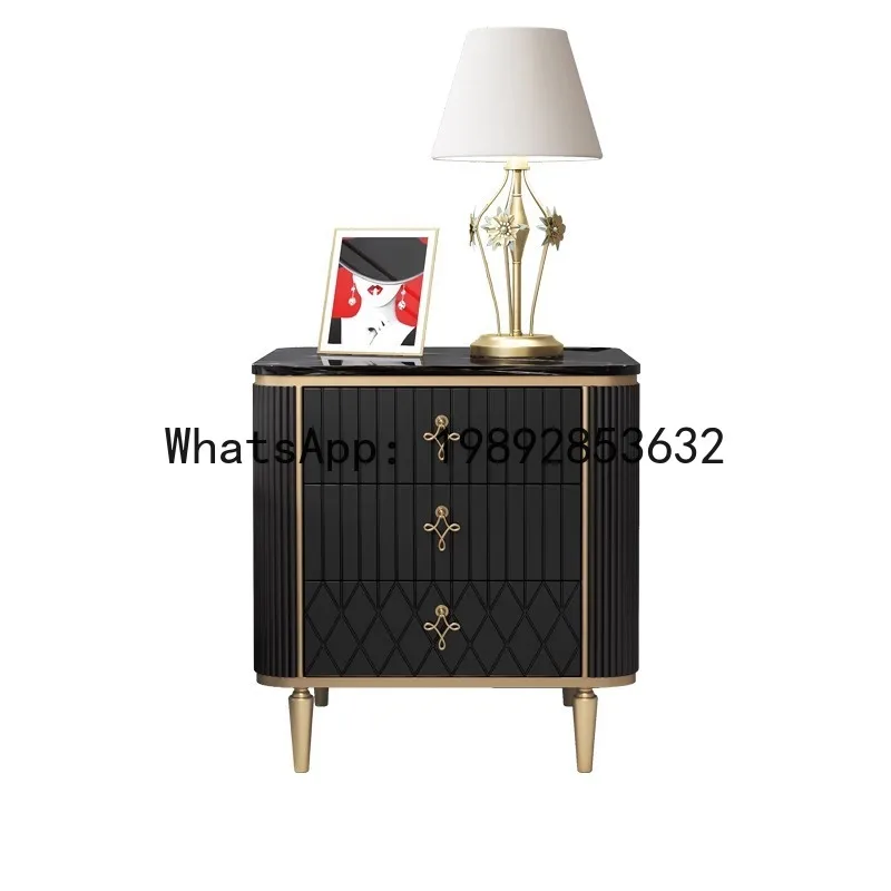 CZ Bedside Table Simple Modern Bedroom Small Apartment Bedside Cabinet Italian Minimalist Marble Storage Cabinet