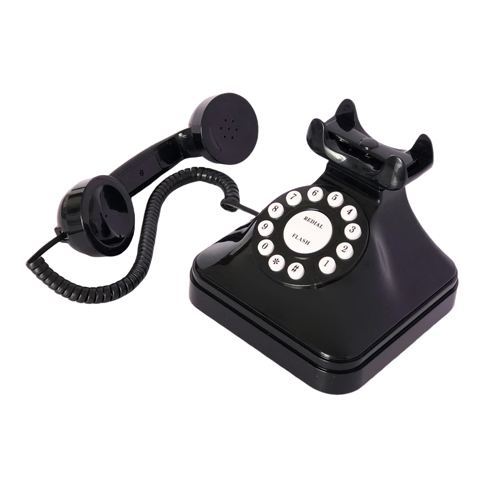 Teléfono retro, teléfono fijo con cable, teléfono vintage de los años 80, teléfono analógico de moda antigua para person