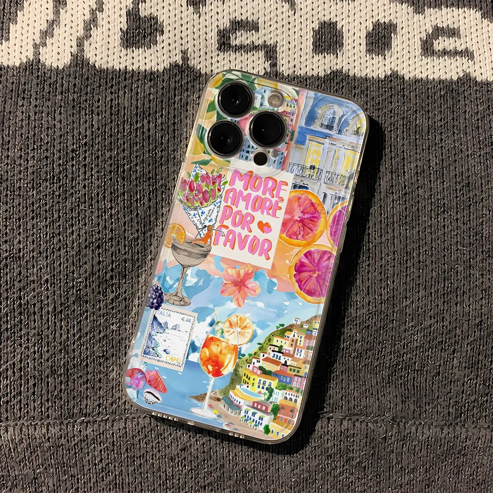 

Marine Life Fruit Lemon Phone Case For iPhone 17 16 15 11 12 14 13 Pro Max Mini X XS XR 7 Plus 16E Air Shockproof Cover Fundas