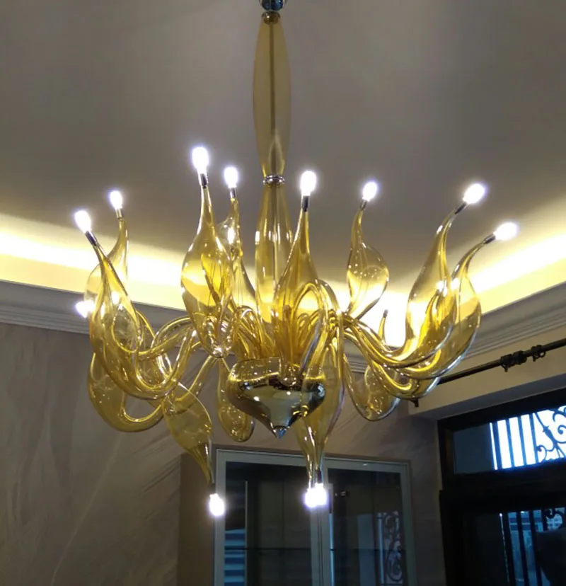 Large Chandelier Light For Foyer Staircase Lobby Italian Swan Neck Chandelier For Living Room Dining Room Hanging Light Fixture
