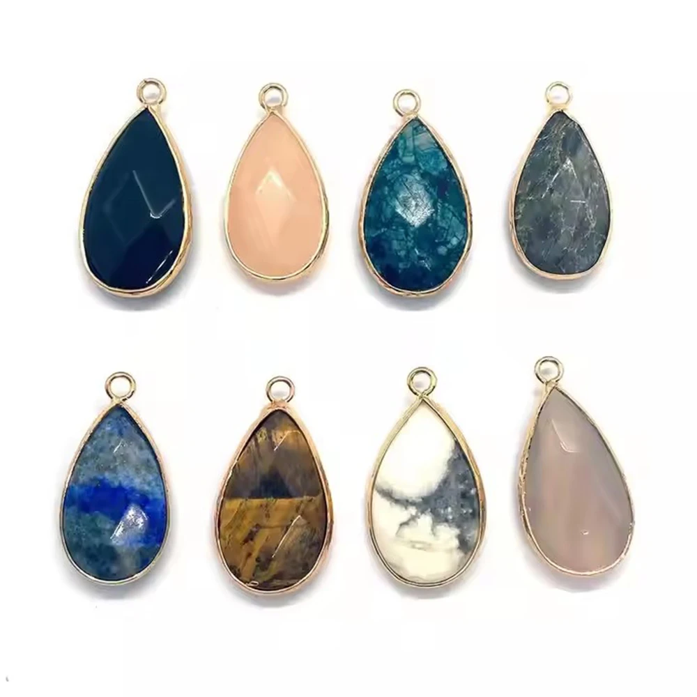 16x30mm Natural stone faceted drop crystal Pendant Necklace DIY Gemstone for jewelry making accessories