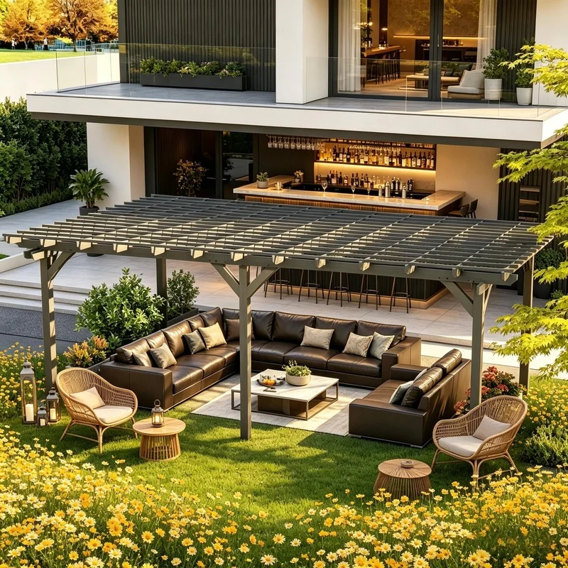 

Wooden Garden Pergola with Grape Trellis for Outdoor Use