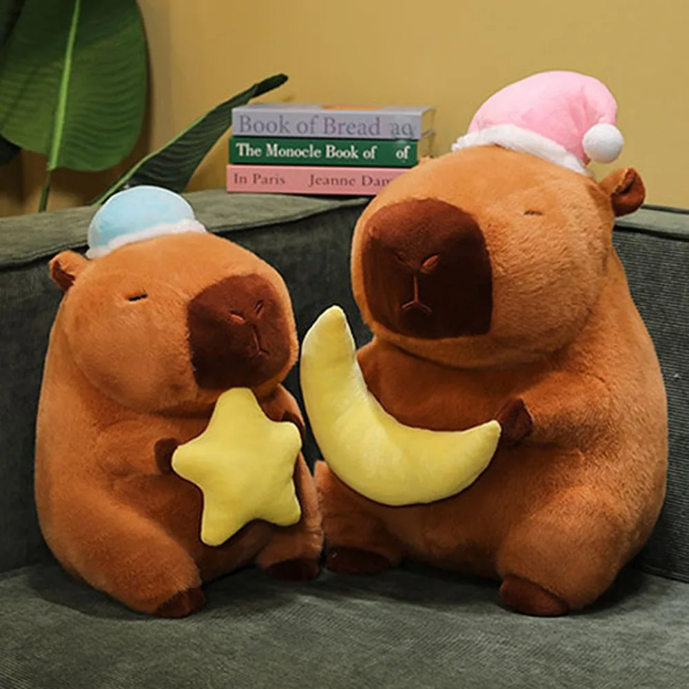 

Сопровождающая шляпа для сна, кукла-капибара «Последняя ночь», лунная звезда, капибара, милая мягкая пушистая кукла-капибара, Рождество