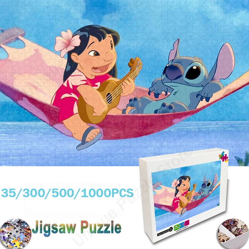 

Пазлы Disney «Лило и Стич» для взрослых, 35/300/500/1000 шт., пазл-инструкция «сделай сам», развивающие игрушки, новогодние подарки