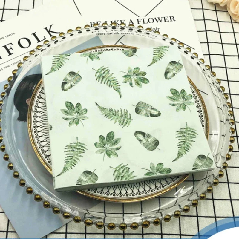20pcs/Pac 2-Ply Napkins Ins Wind Leaves Models Colourful Printing Napkins Restaurant Hotel Party Square Folding Paper Napkins
