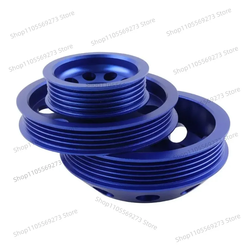 3PCS Billet Aluminum Belt Pulley Crankshaft Crank Set Compatible with Nissan 240SX S13 S14 S15 SR20DET Engine 1989-1998
