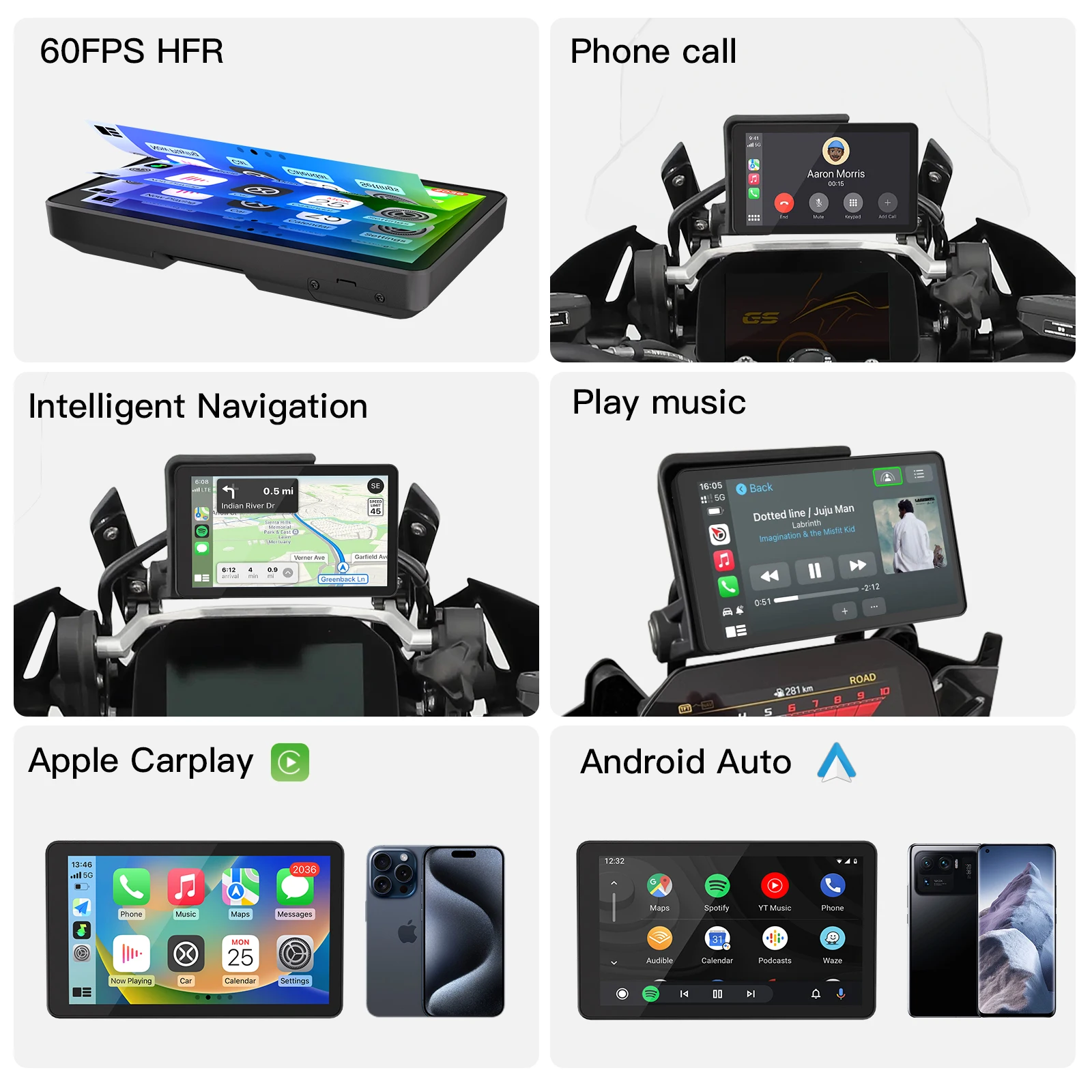 CARABC DB601 For BMW 6-inch Portable Screen GPS Motorcycle