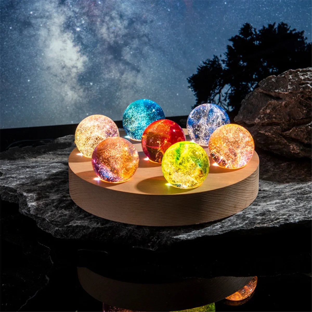 Fantasy Colorful Glass Star Ball Luminous Planet Astronomy Planets Ball Fantastic -Decoration B