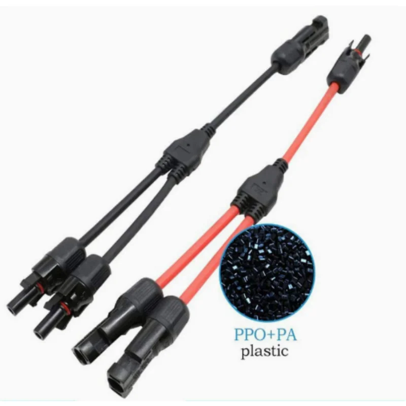 30A Y Shape Photovoltaic Parallel Cable M/FF F/MM Branch Connector Kit Red Black Solar Panel Power Plug Adapter