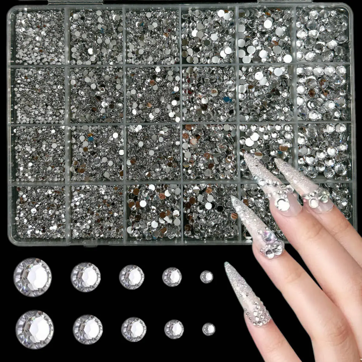 1 boîte de perles multicolores en résine à fond plat, décoration Nail Art, strass colorés, breloques pour ongles, pièces de manucure polyvalentes à faire soi-même