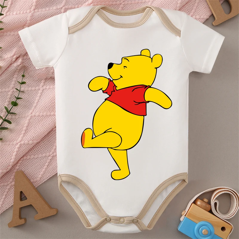 MINISO Lively Winnie 100% katoen print babydoekjes jumpsuit onesie bodysuit voor 0 tot 12 maanden pasgeboren beste cadeau voor baby