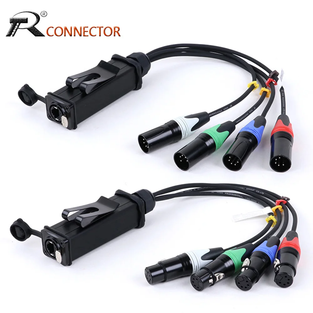 

RJ45 to 4 Channel 5Pin Multi Network Receiver Audio Extension Cable for Stage Lighting XLR/DMX Channel Over STP Cat5/6 Cable