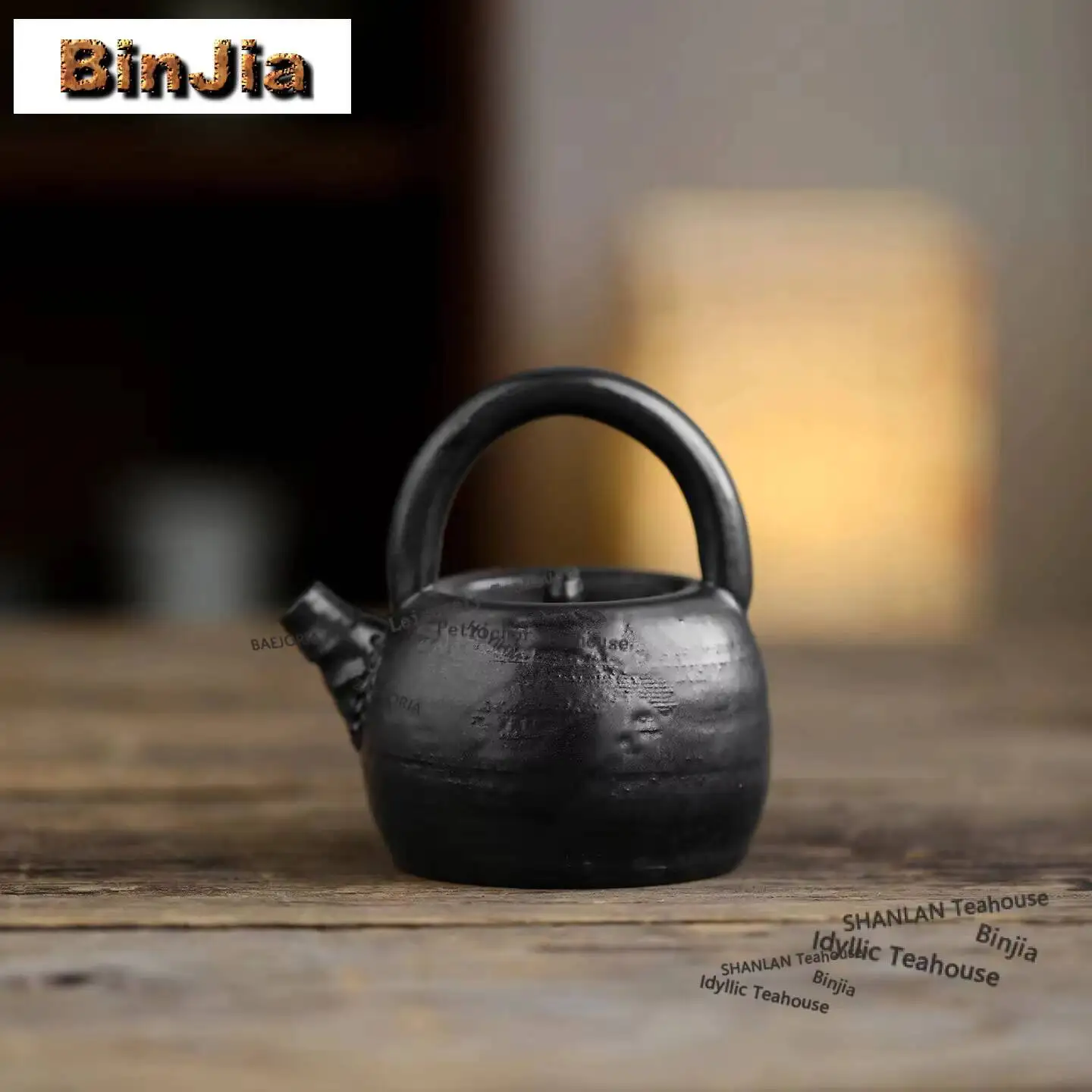 210ml Black Gold Glaze Perfect Handle Teapot Boutique Tea Infuser Pot Tea Making Kettle With Filter Flower Tea Teaware Supplies