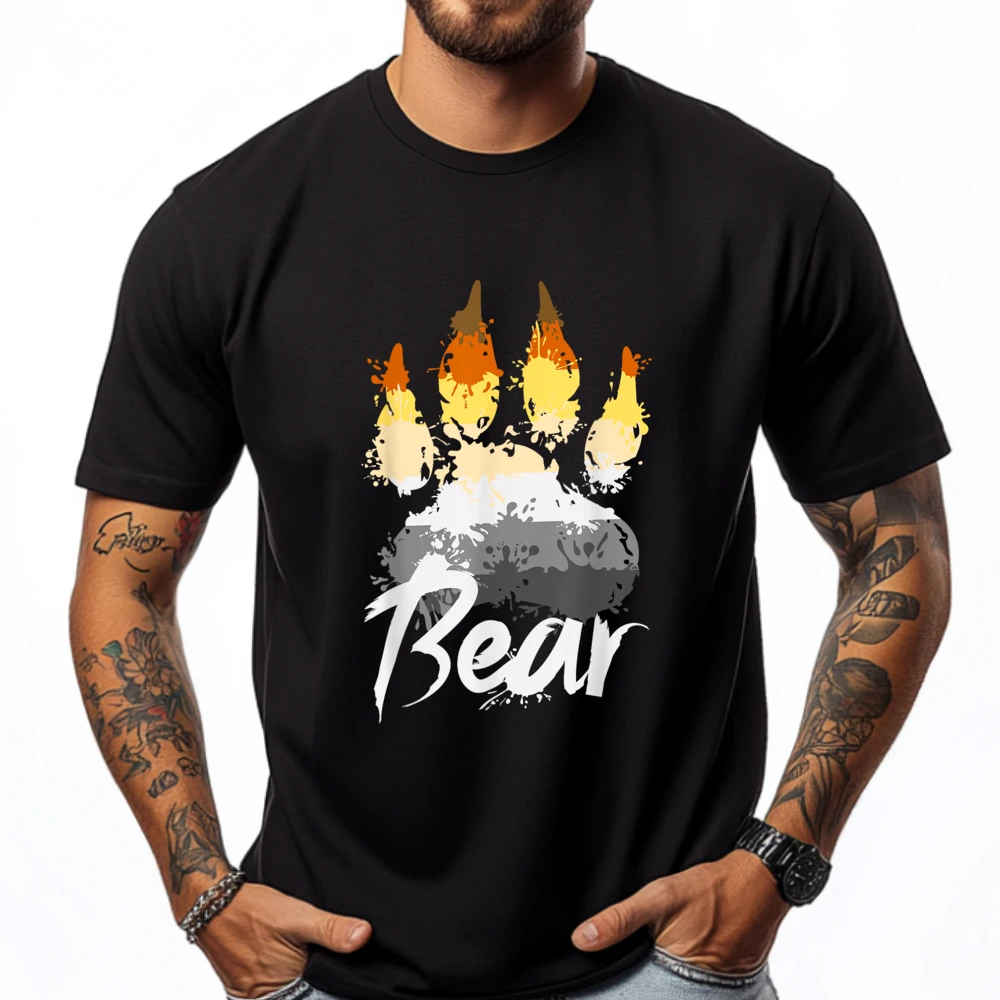 

Bear Community Bear Flag Bear Paw Gay Bear Pride Black T Shirt Adult Spring Anime Big And Tall Tshirts