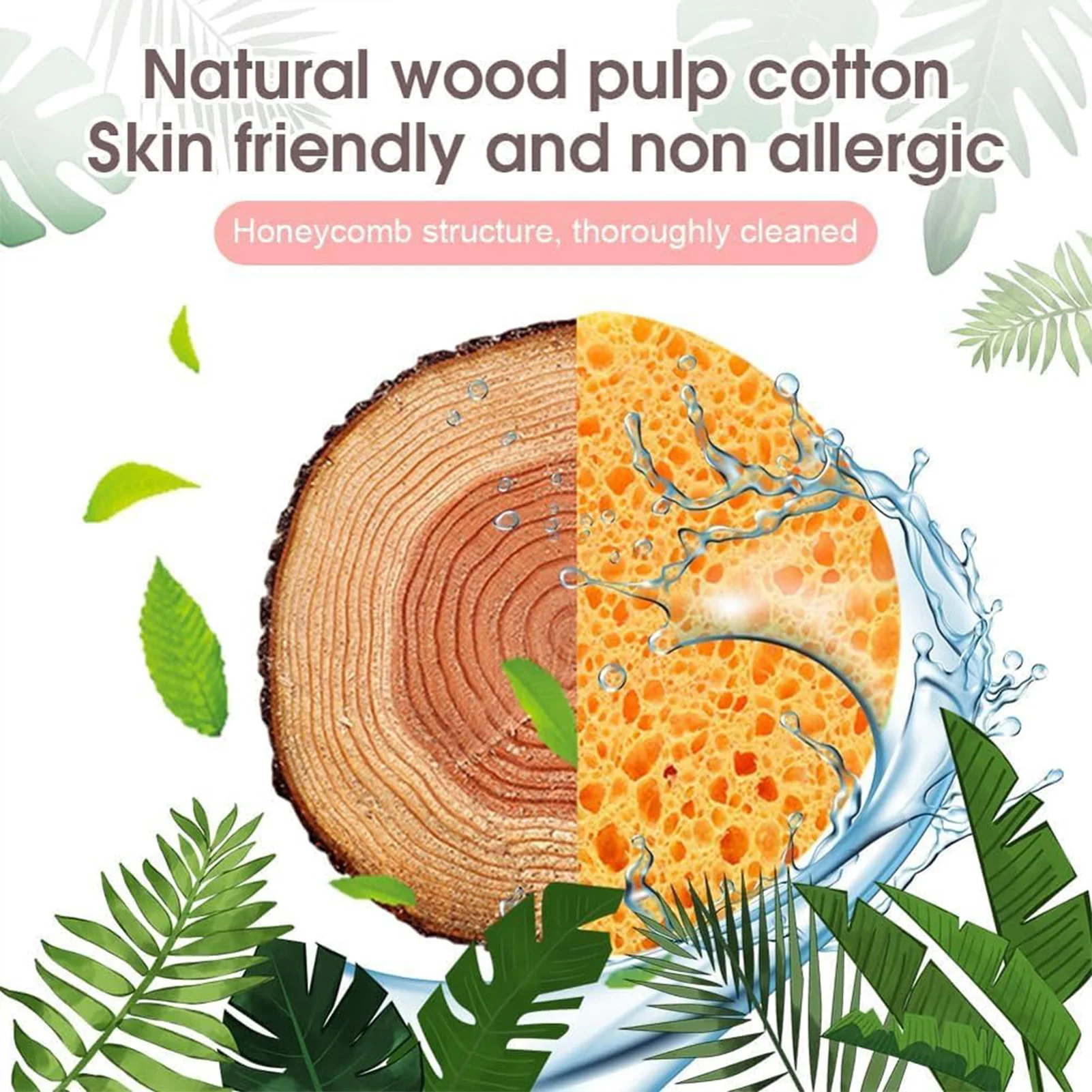 30pcs spugna di pasta di legno naturale per il lavaggio del tampone per la pulizia del viso cura del viso spugna di cellulosa Puff Cleaner strumenti per il trucco del viso