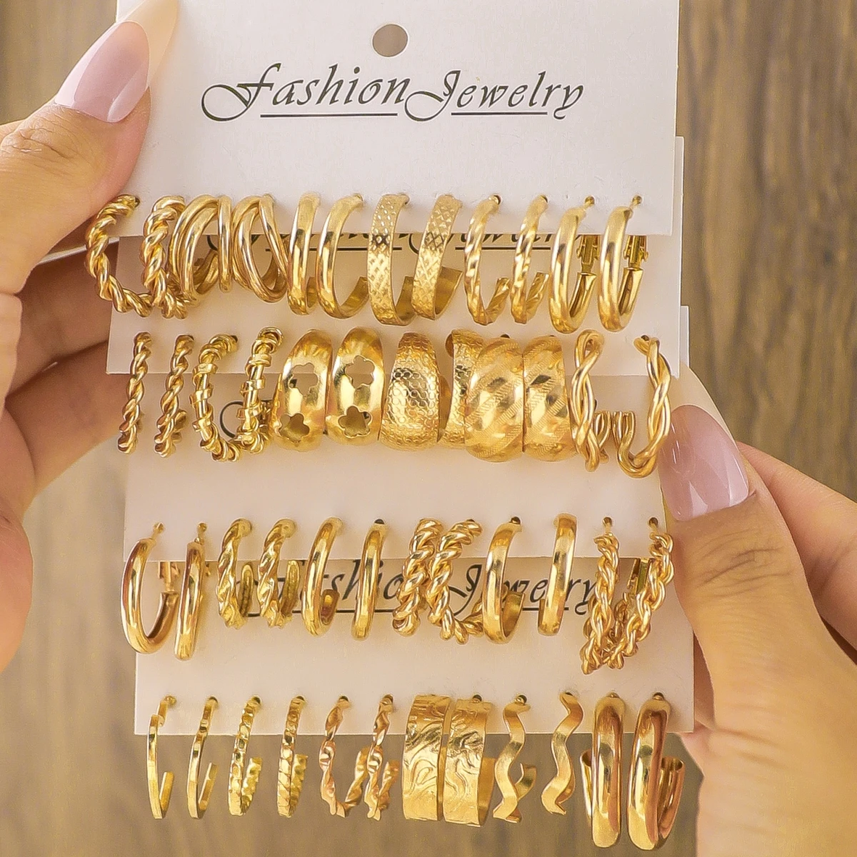 48 قطعة أقراط دائرية ذهبية أنيقة وأنيقة للنساء، نمط مثير عتيق، متعددة الاستخدامات لإكسسوارات المجوهرات اليومية أو المواعدة #1