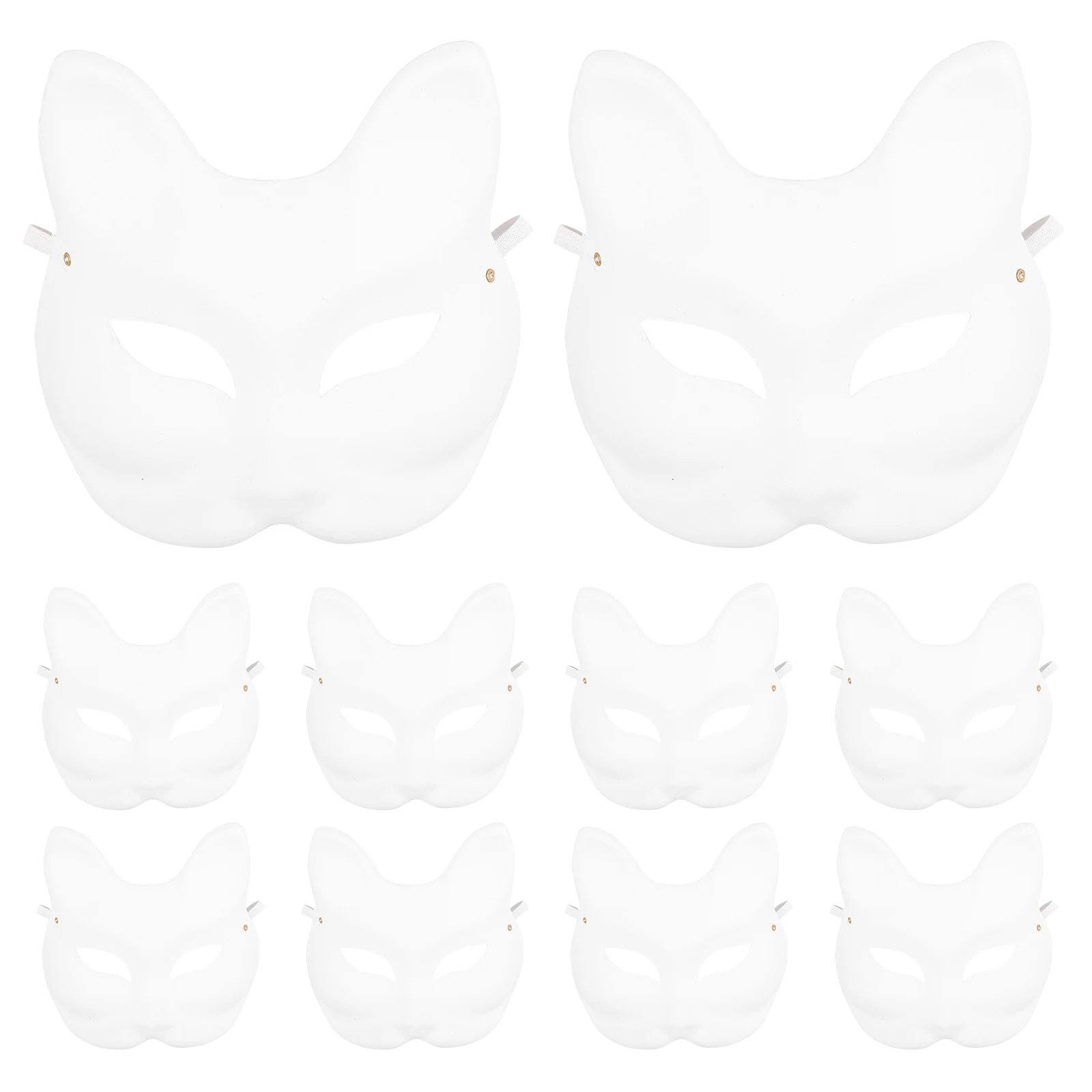 

10Pcs Cat Face Mask DIY Hand Painted Blank Mask Children's Kindergarten Teaching Mask Masquerade Costume Cosplay